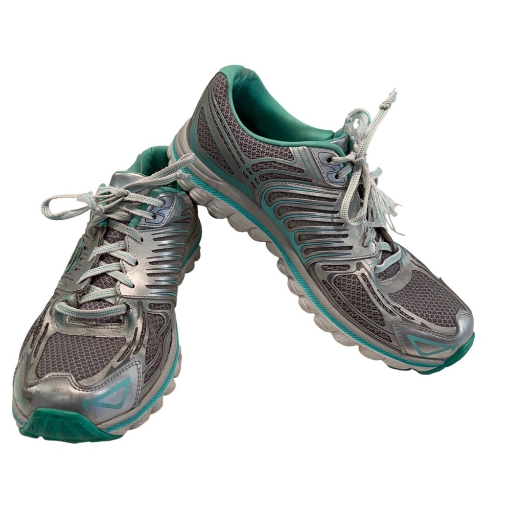 Skechers Ultra Cushioning System Sneakers Womens 9 Grey Silver Teal 12361 Y2K